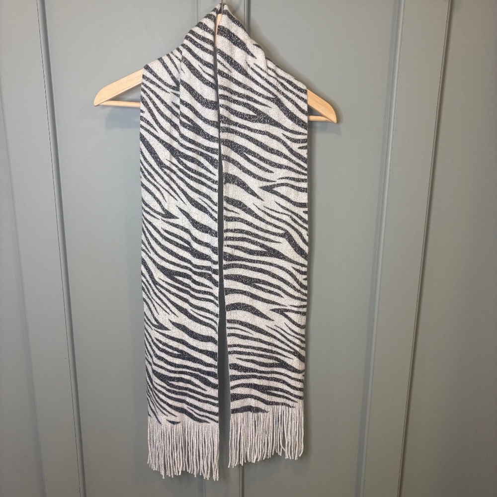 Jaclyn Smith Zebra Print Scarf Animal Print Fringe